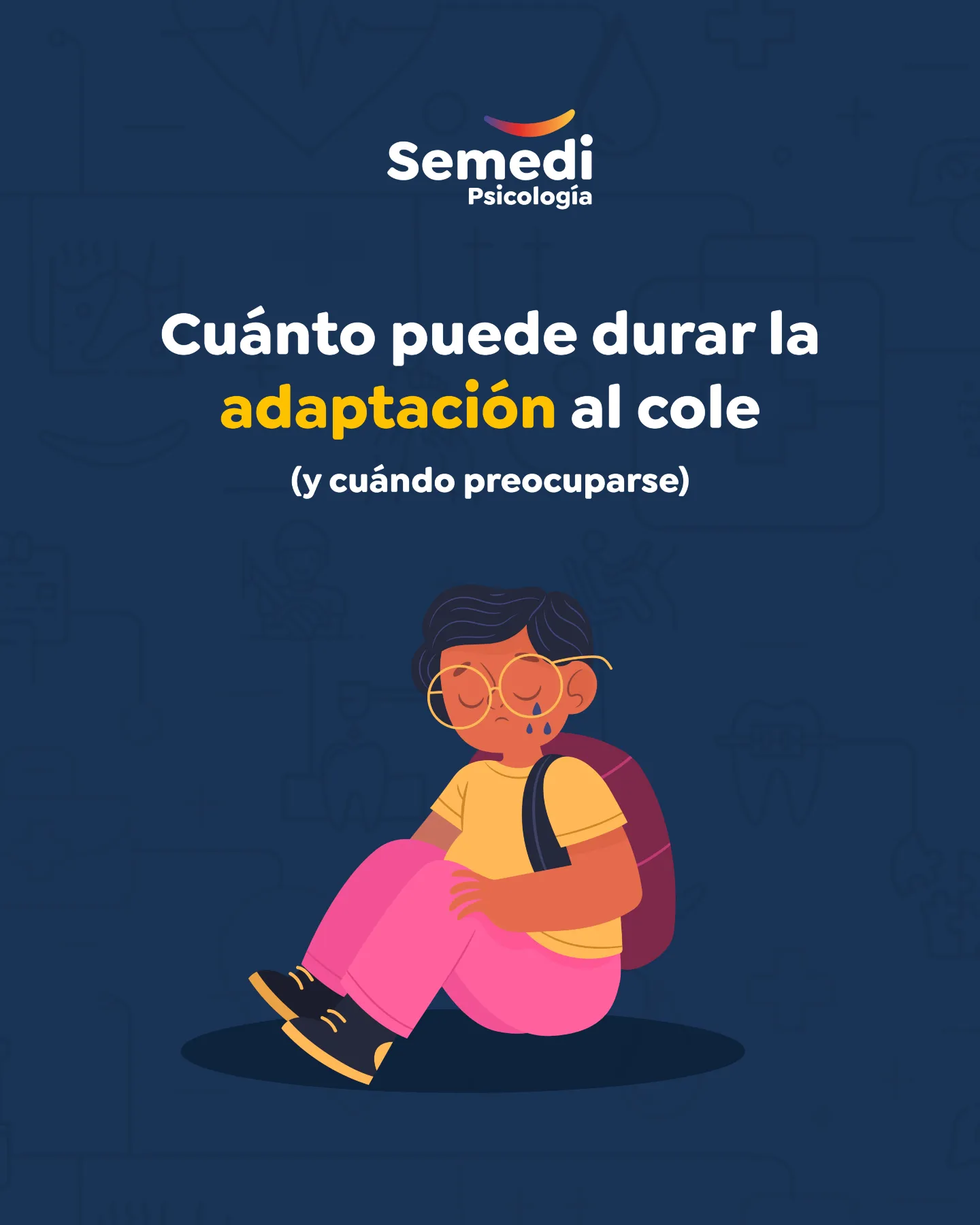 Niño con mochila sentado en el suelo, ilustración sobre cuándo acudir a un psicólogo infantil en Málaga
